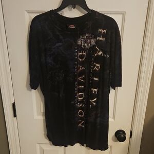 Harley-Davidson Black Short Sleeve Tee with Vertical Logo